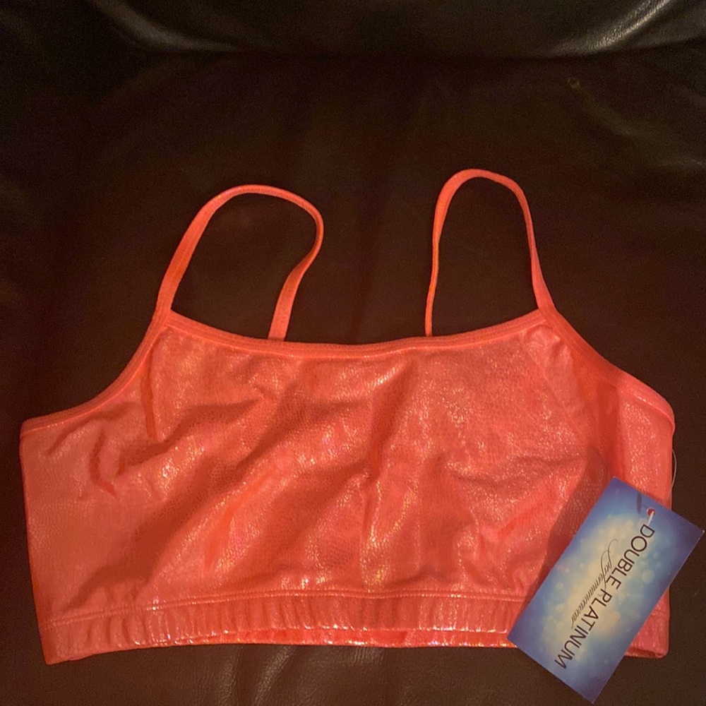 Dance Bra orange - Double Platinum coral women's Large NWT